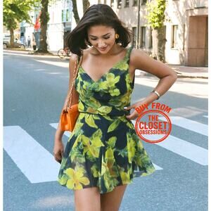 ZARA Printed Draped Neckline Floral Mini Dress NWT 💚